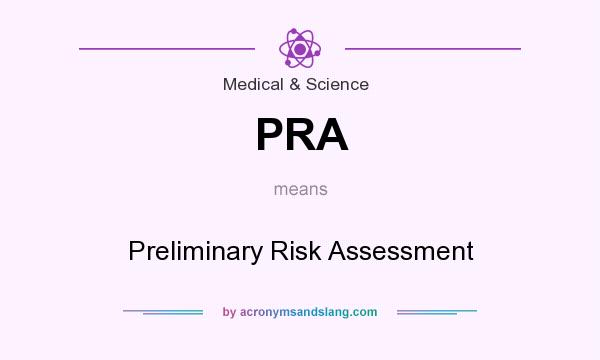 What does PRA mean? It stands for Preliminary Risk Assessment