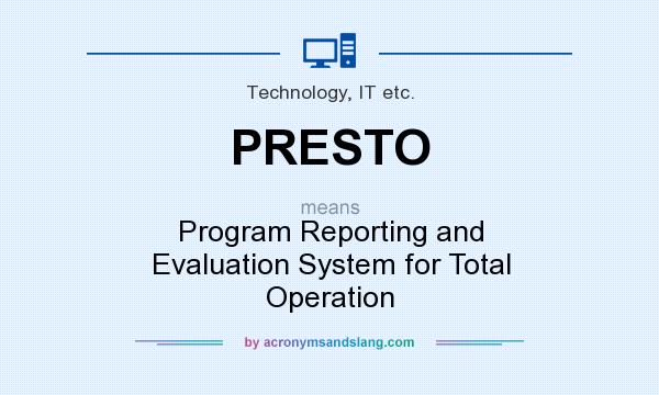 What does PRESTO mean? It stands for Program Reporting and Evaluation System for Total Operation