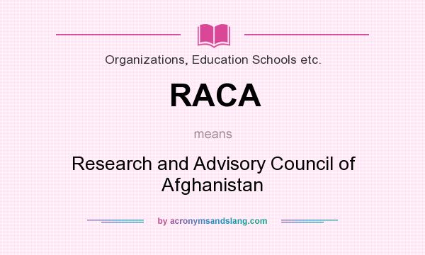 What does RACA mean? It stands for Research and Advisory Council of Afghanistan