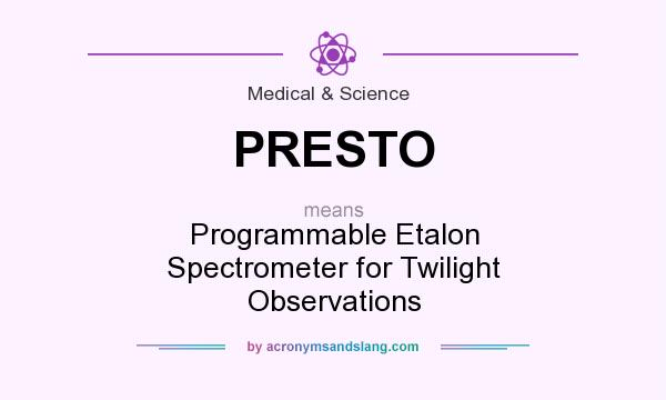 What does PRESTO mean? It stands for Programmable Etalon Spectrometer for Twilight Observations