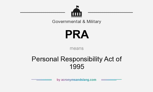 What does PRA mean? It stands for Personal Responsibility Act of 1995