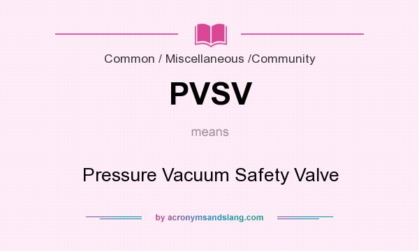 What does PVSV mean? It stands for Pressure Vacuum Safety Valve