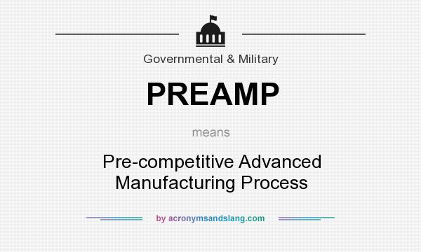 What does PREAMP mean? It stands for Pre-competitive Advanced Manufacturing Process