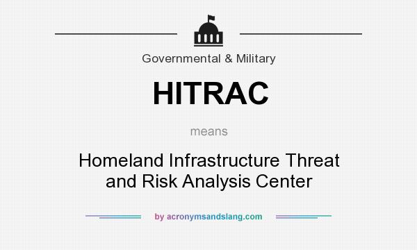 What does HITRAC mean? It stands for Homeland Infrastructure Threat and Risk Analysis Center
