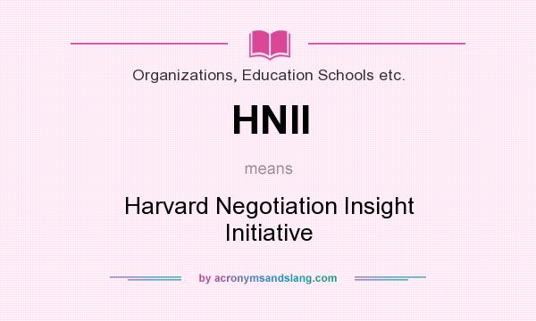 What does HNII mean? It stands for Harvard Negotiation Insight Initiative