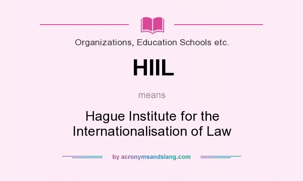 What does HIIL mean? It stands for Hague Institute for the Internationalisation of Law