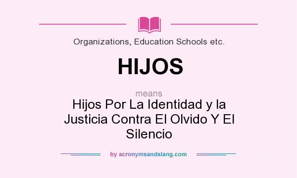 What does HIJOS mean? It stands for Hijos Por La Identidad y la Justicia Contra El Olvido Y El Silencio