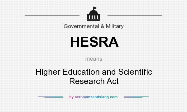 What does HESRA mean? It stands for Higher Education and Scientific Research Act