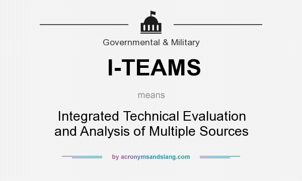 What does I-TEAMS mean? It stands for Integrated Technical Evaluation and Analysis of Multiple Sources