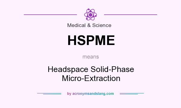 What does HSPME mean? It stands for Headspace Solid-Phase Micro-Extraction