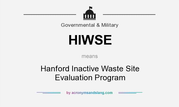What does HIWSE mean? It stands for Hanford Inactive Waste Site Evaluation Program