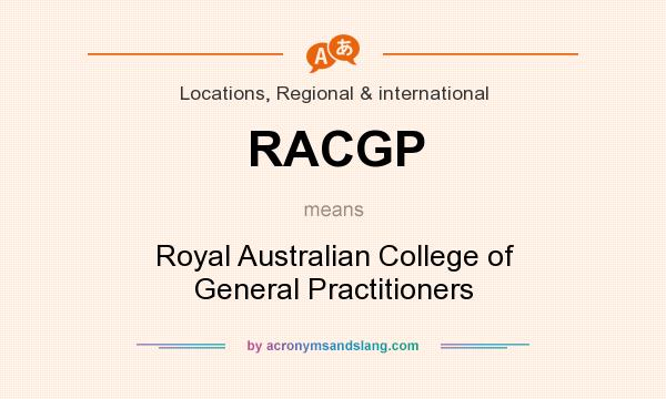 What does RACGP mean? It stands for Royal Australian College of General Practitioners