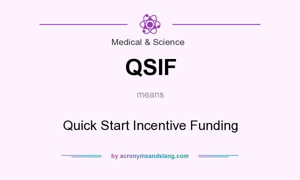 What does QSIF mean? It stands for Quick Start Incentive Funding