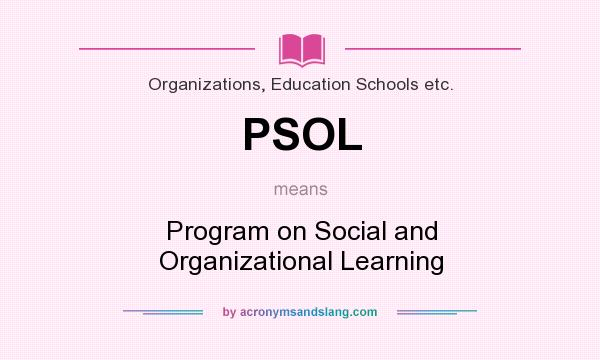 What does PSOL mean? It stands for Program on Social and Organizational Learning