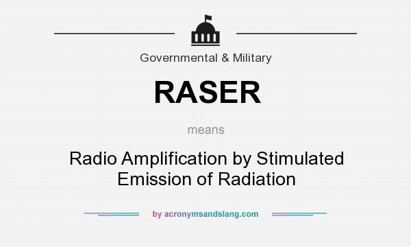 What does RASER mean? It stands for Radio Amplification by Stimulated Emission of Radiation