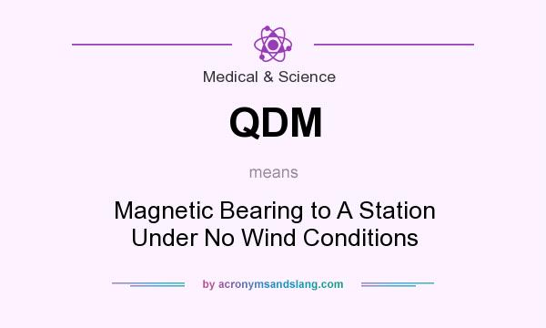 What does QDM mean? It stands for Magnetic Bearing to A Station Under No Wind Conditions