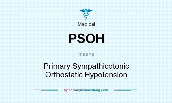 What does PSOH mean? It stands for Primary Sympathicotonic Orthostatic Hypotension