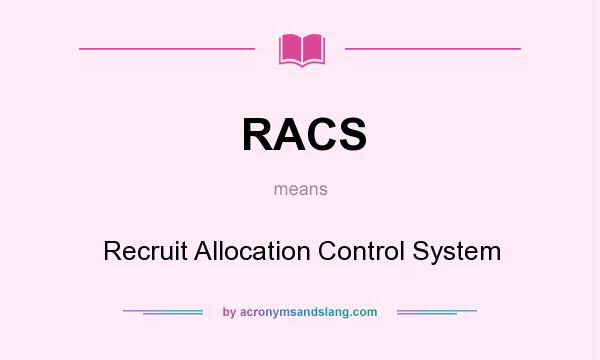 What does RACS mean? It stands for Recruit Allocation Control System
