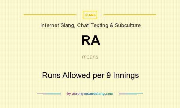 What does RA mean? It stands for Runs Allowed per 9 Innings