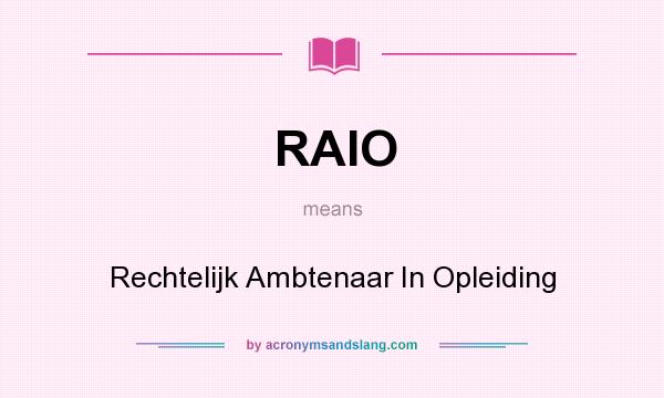 What does RAIO mean? It stands for Rechtelijk Ambtenaar In Opleiding