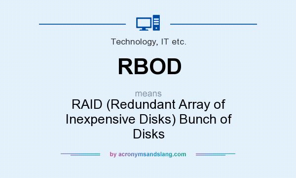 What does RBOD mean? It stands for RAID (Redundant Array of Inexpensive Disks) Bunch of Disks