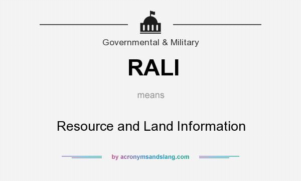 What does RALI mean? It stands for Resource and Land Information