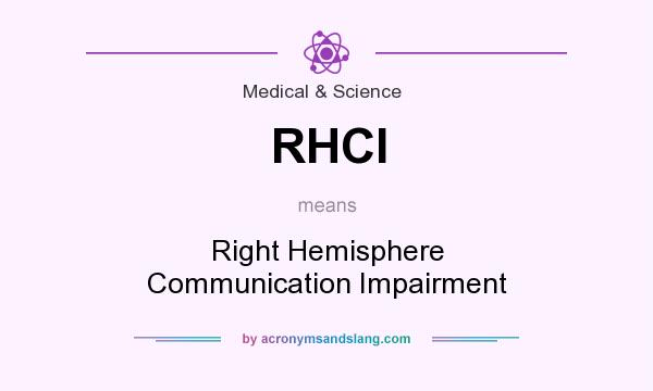 What does RHCI mean? It stands for Right Hemisphere Communication Impairment