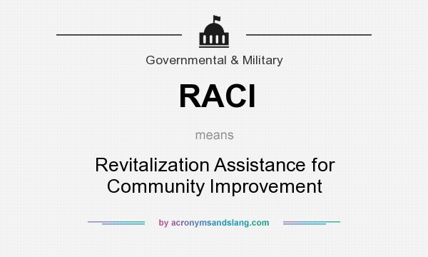 What does RACI mean? It stands for Revitalization Assistance for Community Improvement