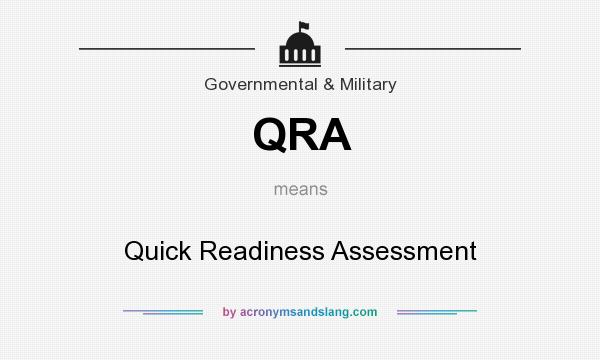 What does QRA mean? It stands for Quick Readiness Assessment