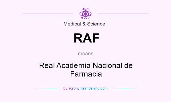 What does RAF mean? It stands for Real Academia Nacional de Farmacia
