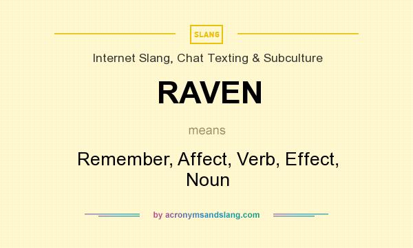 What does RAVEN mean? It stands for Remember, Affect, Verb, Effect, Noun