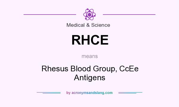 What does RHCE mean? It stands for Rhesus Blood Group, CcEe Antigens