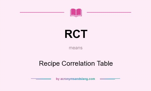 What does RCT mean? It stands for Recipe Correlation Table