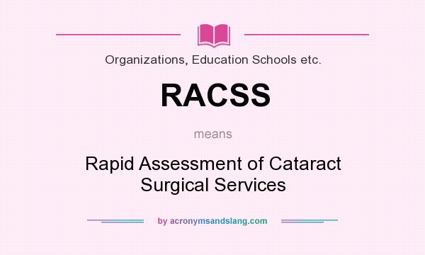 What does RACSS mean? It stands for Rapid Assessment of Cataract Surgical Services
