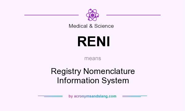 What does RENI mean? It stands for Registry Nomenclature Information System
