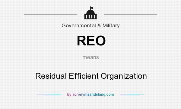 What does REO mean? It stands for Residual Efficient Organization