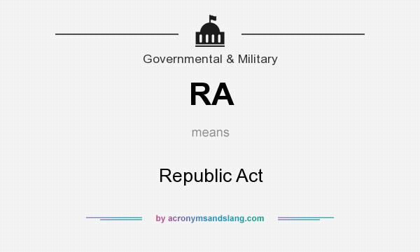 What does RA mean? It stands for Republic Act