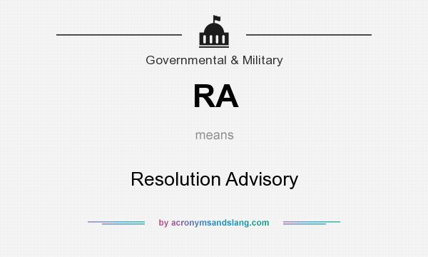 What does RA mean? It stands for Resolution Advisory