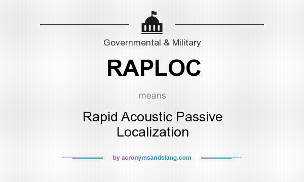 What does RAPLOC mean? It stands for Rapid Acoustic Passive Localization