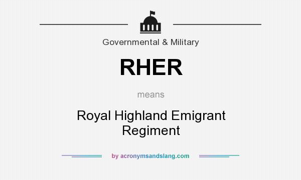 What does RHER mean? It stands for Royal Highland Emigrant Regiment