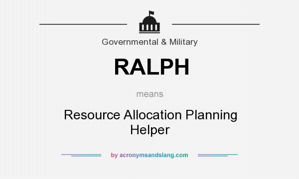 What does RALPH mean? It stands for Resource Allocation Planning Helper