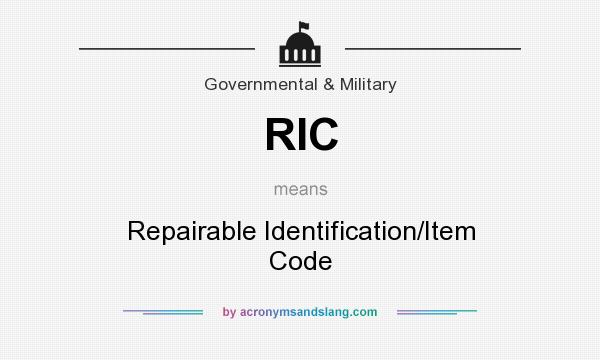 What does RIC mean? It stands for Repairable Identification/Item Code