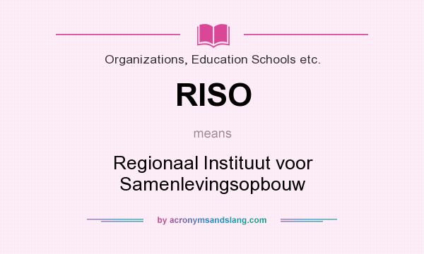 What does RISO mean? It stands for Regionaal Instituut voor Samenlevingsopbouw