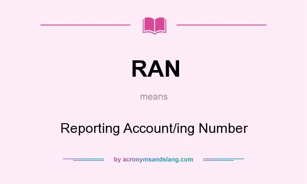 What does RAN mean? It stands for Reporting Account/ing Number