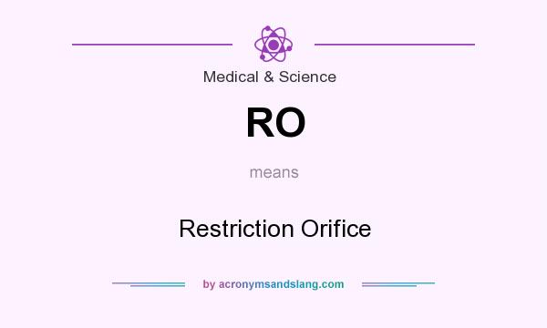 What does RO mean? It stands for Restriction Orifice