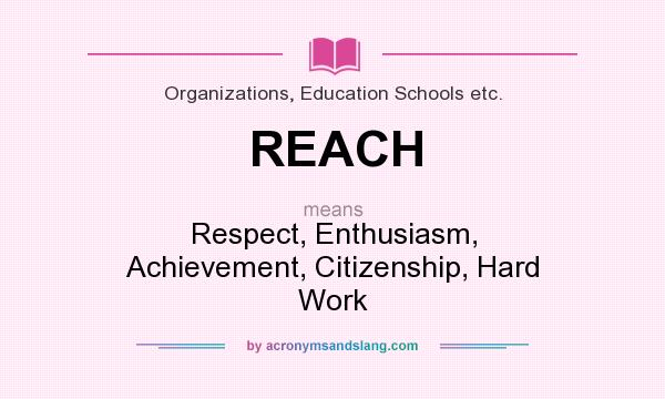 What does REACH mean? It stands for Respect, Enthusiasm, Achievement, Citizenship, Hard Work
