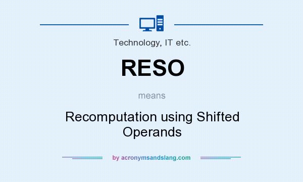 What does RESO mean? It stands for Recomputation using Shifted Operands