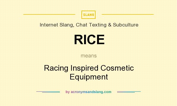 What does RICE mean? It stands for Racing Inspired Cosmetic Equipment