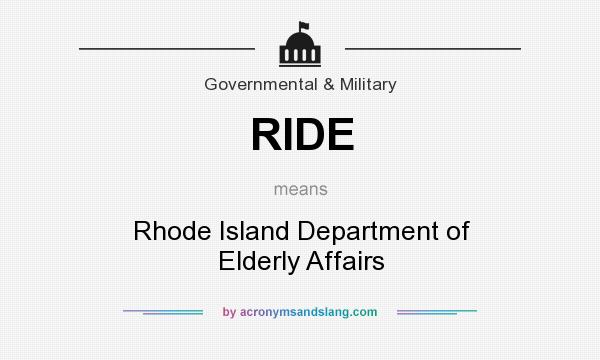 What does RIDE mean? It stands for Rhode Island Department of Elderly Affairs