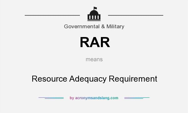 What does RAR mean? It stands for Resource Adequacy Requirement